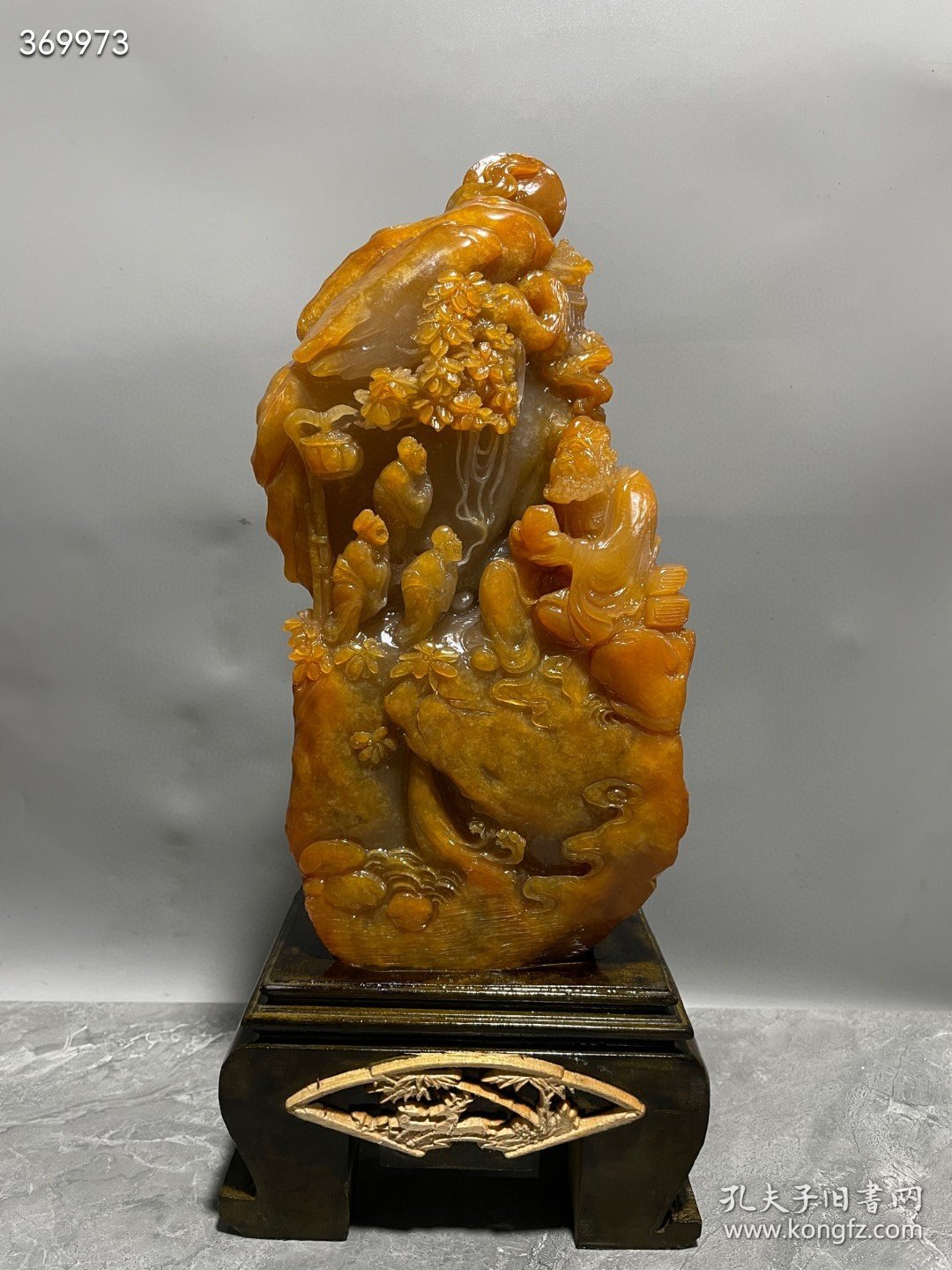 珍品旧藏．精品寿山石田黄石摆件。【悟道】摆件 原石雕刻 石质温润细腻