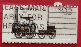 美国邮票 1987年 小本票 机车 火车头 1829年斯陶尔布里奇狮子号 5-1 信销