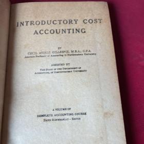 INTRODUCTORY COST ACCOUNTING