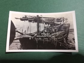 香港早期渔船黑白老照片