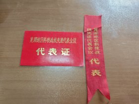 芜湖地区科技战线先进代表会议代表证和代表胸徽（丝绸）