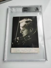 著名小提琴大师 耶胡迪·梅纽因 Yehudi Menuhin 1969年亲笔签名照 精品 BAS权威鉴定认证