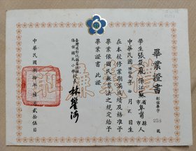 1991年 彰化縣員林鎮僑信小學 畢業證書