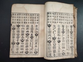 1756年《画引十体千字文纲目》线装1册全 十种字体 上栏偏冠尽、名乘字、世话字等内容 西甄孙丕显编辑 潭阳王基校阅 皇都书林 千字文是由南北朝时期梁朝散骑侍郎、给事中周兴嗣编纂。