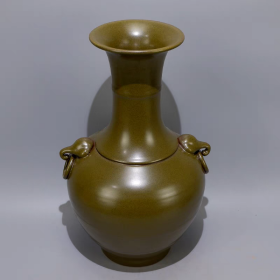 清茶叶末釉双耳赏瓶