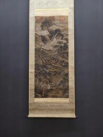 旧藏 元代 吴镇 精品绢本高隐对弈图 画心尺寸51.5x124.5厘米