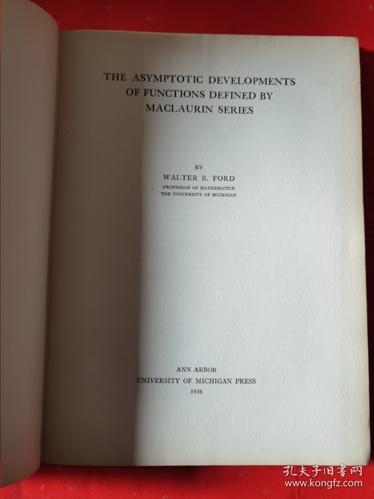 THE ASYMPTOTIC DEVELOPMENTS OF FUNCTIONS DEFINED BY MATLAURIN SERIES