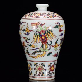 明宣德年五彩凤纹梅瓶30*18m