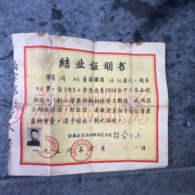 1956年阜阳师范学校结业证