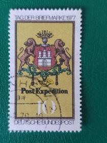 德国邮票 西德1977年邮票日- 汉堡市邮局招牌 1全销