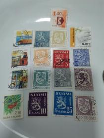 北欧芬兰国徽邮票之二17枚合售