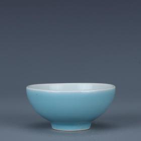 1962上海博物馆天蓝釉茶碗1对