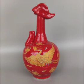 定窑描金凤凰鸡首瓶
