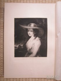 1877年蚀刻版画，35*25厘米，《斯宾塞伯爵夫人肖像》。乔舒亚·雷诺兹 （Sir Joshua Reynolds 1723-1792）作品， 蚀刻师利奥波德·弗拉芒（Léopold Flameng 1831-1911）