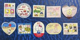日本邮票信销，2014年，G87，HelloKitty 凯蒂猫，10全