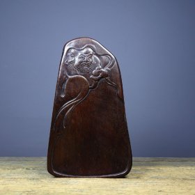 旧藏黑檀木雕刻砚台 尺寸：长19.5cm宽11cm高2cm 重量：470g