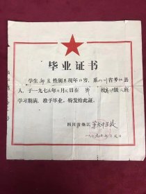 1979年四川垫江第六中学校毕业证书，尺寸：26*26厘米，品如图，35包邮。