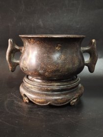 古董 古玩收藏 铜器 精品铜炉 传世铜香炉 回流铜炉 长16厘米，宽13厘米，高11.5厘米，重量3.5斤
