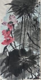 【终身保真字画】崔瑞军，137X68cm！9
       1991年毕业于中央美术学院民间美术系，师从杨先让，冯真，吕胜中，方力钧等先生。2010年结业于中央民族大学崔如琢山水花鸟画高研班，师从崔如琢，王永瑞，齐建秋，梅墨生，张志永等先生。现为中国美术家协会内蒙古分会会员，中国民俗学会会员，中国行为法学会诗书画院研究员，中央民大继续教育学院画院画家。国家一级美术师，副研究员。