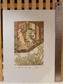 吴膑铜版画藏书票原作《春夏秋冬八美图》一套四枚