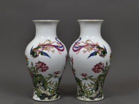 清乾隆珐琅彩描金凤戏牡丹纹赏瓶 古玩古董古瓷器老货收藏