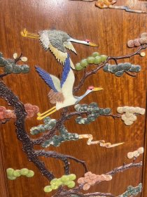 清代海南黄花梨镶嵌百宝面条柜一对