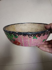 手工纸糊针线盒 高6直径22