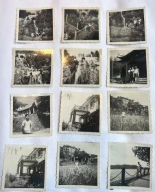 1963年8月夏天莫干山渡假避署杭州旅游老照片一组12张，11张在莫干山莫干山旅馆外、莫干山黄庙、剑池等背后有写拍摄的时间地点第十二张是二天后去了杭州旅游，大约5.9✖️5.9厘米左右。