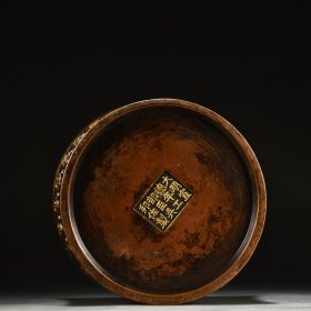 铜鎏金年年有鱼笔筒