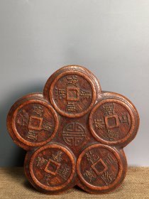 清代花梨木板指盒，高5.5厘米，宽15.5厘米，重520克