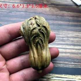 绿檀木雕实木檀木雕刻手把白菜百财文玩工艺品摆件挂件