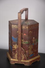 旧藏 大尺寸木胎描金漆器提梁食盒1
高52cm   宽32cm
重4185克