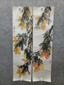 张玉柏老师作品两幅，已托裱，实物比照片漂亮，张玉柏，山东省美协会员，山东省画院画师，尺寸23*90*2