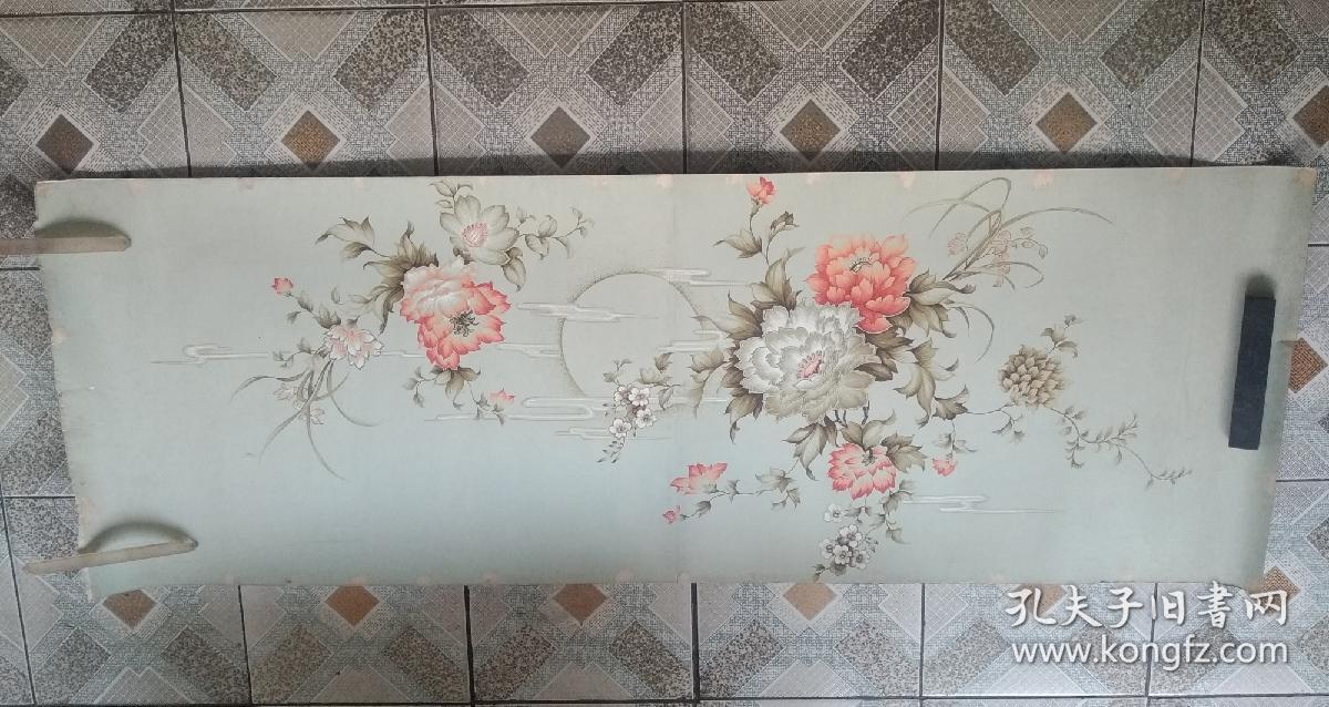陆之甫 1986年设计画作 床单被单原稿(春光美)之一花月图案