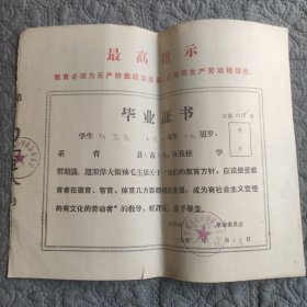 拜志X 毕业证书1971年