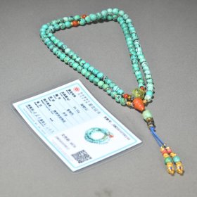 老绿松石108颗佛珠卡5mm重35g
