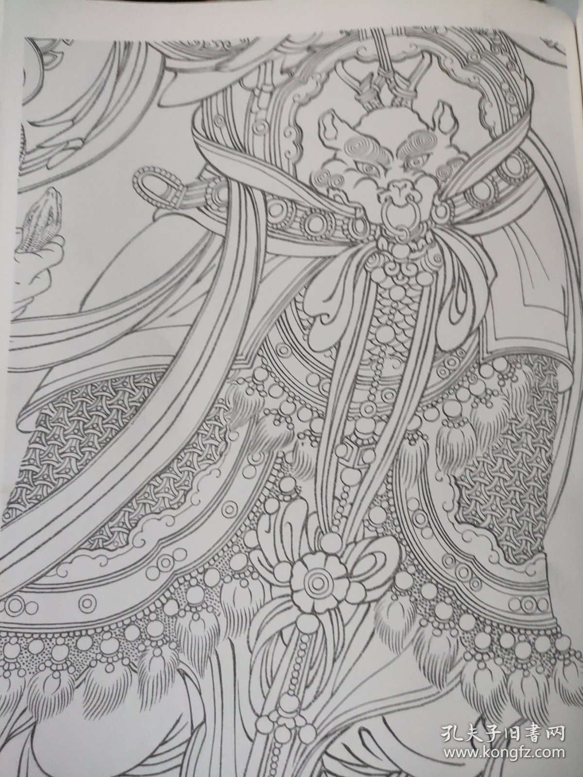 散页美术资料（印刷品）———白描法海寺佛像——单体佛像及局部放大1928