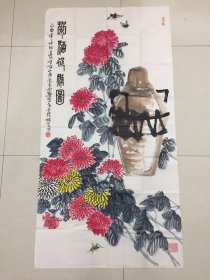 中原名家尚兆凡菊酒延年图