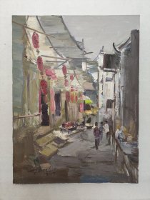保真书画，当代油画名家，承德市油画学会副主席，丁胜利油画一幅80*60.5cm。