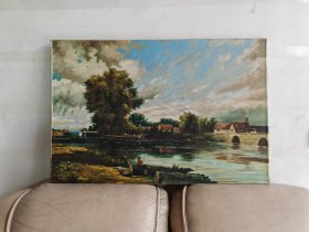 佚名欧洲风景油画“双拱桥畔”9160