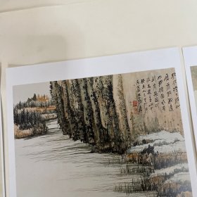 2001年中华全国集邮展览.南京邮资明信片张大千国画作品精选，品好自然旧，原函套，五张全