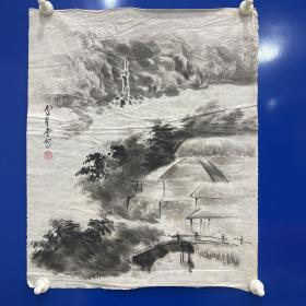 BQY 手绘国画山水 金陵画派卢星堂作品 7