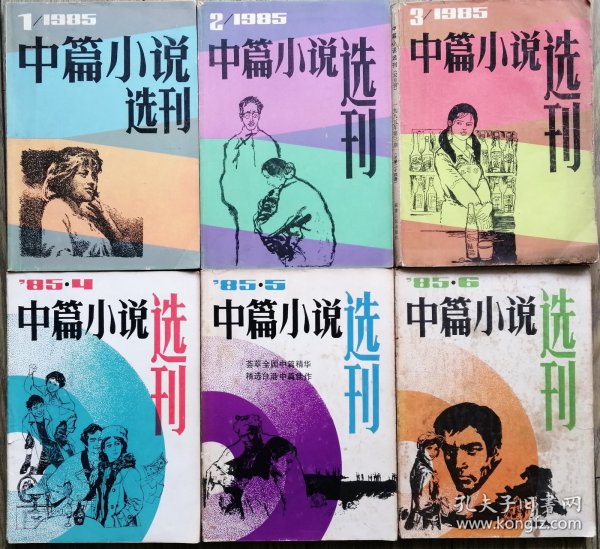 《中篇小说选刊》杂志1985年第1，2，3，4，5，6期全年6册合售 （孔捷生《大林莽》达理《“亚细亚”的故事》张炜《秋天的思索》刘张贤亮《土牢情话》李存葆《山中，那十九座坟茔》映泉《桃花湾的娘儿们》贾平凹《远山野情》《天狗》郑义《老井》陆文夫《井》冯骥才《感谢生活》蒋子龙《阴差阳错》等45部中篇）