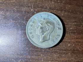 南非1951年英属南非乔治六世跳羚羊银币5先令 500银