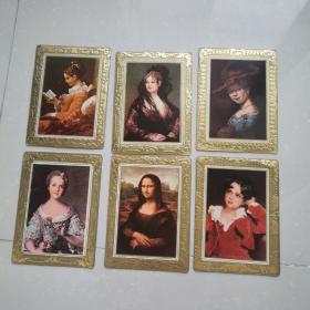 绝版收藏1980年日历卡片世界名画油画（6张）