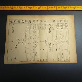 中华民国(1945—)抗战文献资料【山东省竹庭县政府契纸】(尺寸38x26.5cm)——（就是现在的江苏省赣榆县(区)，用烈士符竹庭名字命名（1945——1950）存在5年，1950年又改回江苏赣榆县）包老包真！请放心拍买！——更多藏品请进店选购选拍！收藏佳品【位置：JH912—18】