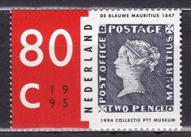 hl211外国邮票1995年1月17日 年度事件 3-3 荷兰邮政博物馆购入“蓝色毛里求斯” 票中票 新 1枚