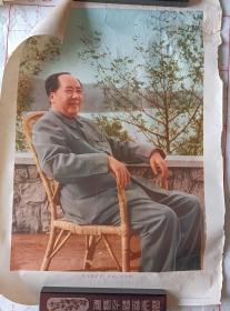 **时期原版宣传画，挂图，毛主席万岁。辽宁美术，1967年。品相如图。