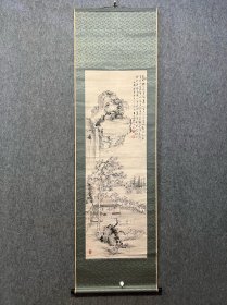 古筆山水图【田能村直入】 1814 - 1907名痴，字顧絕，號小虎、小虎散 人、笠翁、青灣漁老、青灣茶寮、青椀、直入山樵、山樵、 畫仙堂、竹翁居士。豐後國（今大分縣）生人。9歲入田 能村竹田門下，後成為其養子，並易姓田能村。儒學從 師籙崎小竹、大鹽後素。1882年參與籌建京都府畫學 校，初任校長，辭職後又創建南宗畫學校，是明治時期 南宗畫的倡導者，京都畫壇的重鎮