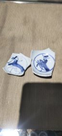 明代人物青花瓷片——高官厚禄——两块合售
